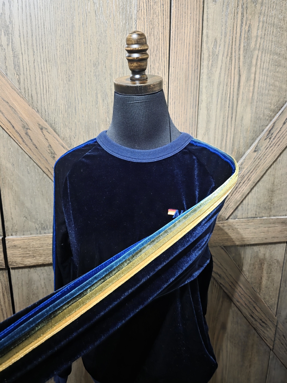 Aviator Nation Navy Velvet Crew Sweatshirt with Blue Trim - Picture 2 of 3